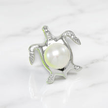 Load image into Gallery viewer, White Pearl Turtle Pendant – 14k White Gold (Hawaiian Honu)
