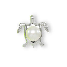 Load image into Gallery viewer, White Pearl Turtle Pendant – 14k White Gold (Hawaiian Honu)