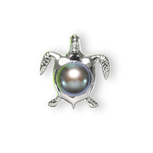 Load image into Gallery viewer, Black Pearl Turtle Pendant – 14k White Gold (Hawaiian Honu)