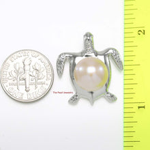 Load image into Gallery viewer, Pink Pearl Turtle Pendant – 14k White Gold (Hawaiian Honu)