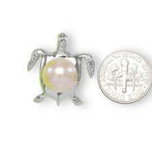 Load image into Gallery viewer, Pink Pearl Turtle Pendant – 14k White Gold (Hawaiian Honu)