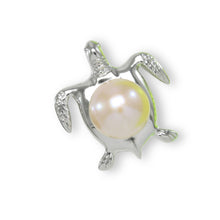 Load image into Gallery viewer, Pink Pearl Turtle Pendant – 14k White Gold (Hawaiian Honu)