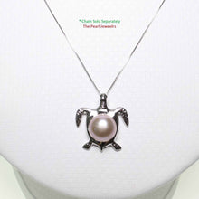 Load image into Gallery viewer, Lavender Pearl Turtle Pendant – 14k White Gold (Hawaiian Honu)