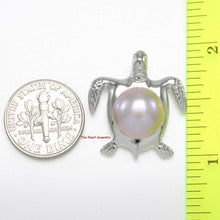 Load image into Gallery viewer, Lavender Pearl Turtle Pendant – 14k White Gold (Hawaiian Honu)