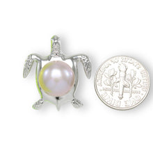 Load image into Gallery viewer, Lavender Pearl Turtle Pendant – 14k White Gold (Hawaiian Honu)