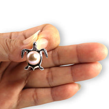 Load image into Gallery viewer, Lavender Pearl Turtle Pendant – 14k White Gold (Hawaiian Honu)