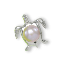 Load image into Gallery viewer, Lavender Pearl Turtle Pendant – 14k White Gold (Hawaiian Honu)