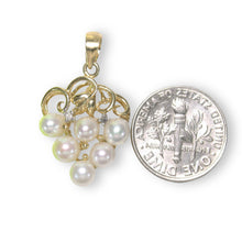 Load image into Gallery viewer, White Pearl Grape Pendant – 14k Yellow Gold + Diamonds