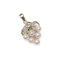 Load image into Gallery viewer, White Pearl Grape Pendant – 14k Yellow Gold + Diamonds