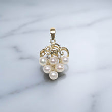 Load image into Gallery viewer, White Pearl Grape Pendant – 14k Yellow Gold + Diamonds