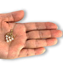 Load image into Gallery viewer, White Pearl Grape Pendant – 14k Yellow Gold + Diamonds