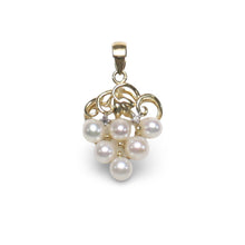Load image into Gallery viewer, White Pearl Grape Pendant – 14k Yellow Gold + Diamonds