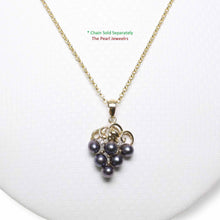 Load image into Gallery viewer, Gray Pearl Grape Pendant – 14k Yellow Gold + Diamonds