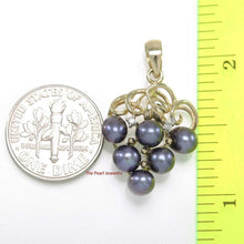 Load image into Gallery viewer, Gray Pearl Grape Pendant – 14k Yellow Gold + Diamonds