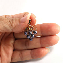 Load image into Gallery viewer, Gray Pearl Grape Pendant – 14k Yellow Gold + Diamonds