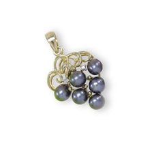 Load image into Gallery viewer, Gray Pearl Grape Pendant – 14k Yellow Gold + Diamonds