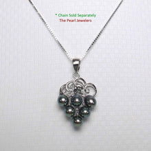 Load image into Gallery viewer, Peacock Pearl Grape Pendant – 14k White Gold + Diamonds