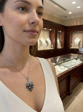 Load image into Gallery viewer, Peacock Pearl Grape Pendant – 14k White Gold + Diamonds