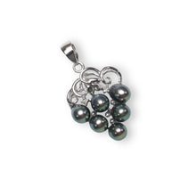Load image into Gallery viewer, Peacock Pearl Grape Pendant – 14k White Gold + Diamonds