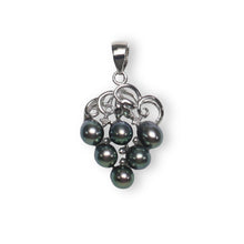 Load image into Gallery viewer, Peacock Pearl Grape Pendant – 14k White Gold + Diamonds