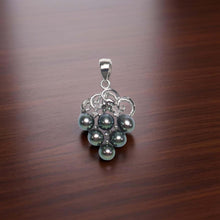 Load image into Gallery viewer, Peacock Pearl Grape Pendant – 14k White Gold + Diamonds