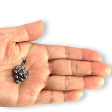 Load image into Gallery viewer, Peacock Pearl Grape Pendant – 14k White Gold + Diamonds