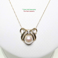 Load image into Gallery viewer, White Pearl Pendant – 14k Yellow Gold + Diamonds