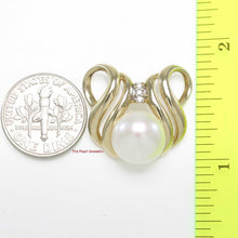 Load image into Gallery viewer, White Pearl Pendant – 14k Yellow Gold + Diamonds