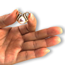 Load image into Gallery viewer, White Pearl Pendant – 14k Yellow Gold + Diamonds