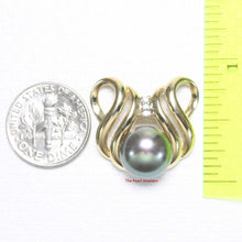 Load image into Gallery viewer, Black Pearl Pendant – 14k Yellow Gold + Diamonds
