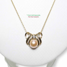 Load image into Gallery viewer, Pink Pearl Pendant – 14k Yellow Gold + Diamonds