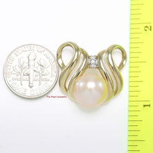 Load image into Gallery viewer, Pink Pearl Pendant – 14k Yellow Gold + Diamonds