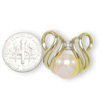 Load image into Gallery viewer, Pink Pearl Pendant – 14k Yellow Gold + Diamonds