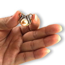 Load image into Gallery viewer, Pink Pearl Pendant – 14k Yellow Gold + Diamonds