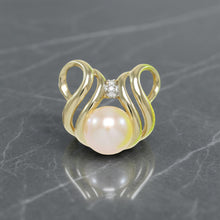 Load image into Gallery viewer, Pink Pearl Pendant – 14k Yellow Gold + Diamonds
