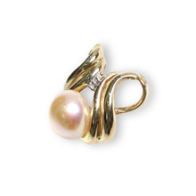 Load image into Gallery viewer, Pink Pearl Pendant – 14k Yellow Gold + Diamonds
