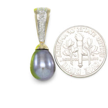 Load image into Gallery viewer, Black Pearl Pendant – 14k Yellow Gold + 7 Diamonds