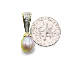 Load image into Gallery viewer, Pink Pearl Pendant – 14k Yellow Gold + 7 Diamonds