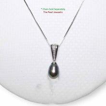 Load image into Gallery viewer, Black Pearl Pendant – 14k White Gold + 7 Diamonds