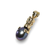 Load image into Gallery viewer, Hawaiian Tiki Pendant – Black Pearl + 14k Yellow Gold