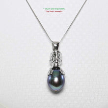 Load image into Gallery viewer, Hawaiian Tiki Pendant – Black Pearl + 14k White Gold