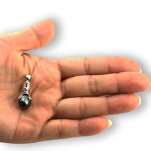 Load image into Gallery viewer, Hawaiian Tiki Pendant – Black Pearl + 14k White Gold