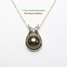 Load image into Gallery viewer, Black Pearl Love Pendant – 14k Yellow Gold + Diamond