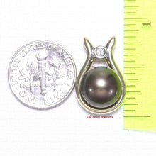 Load image into Gallery viewer, Black Pearl Love Pendant – 14k Yellow Gold + Diamond