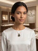 Load image into Gallery viewer, Black Pearl Love Pendant – 14k Yellow Gold + Diamond