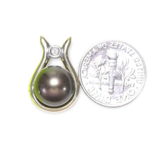 Load image into Gallery viewer, Black Pearl Love Pendant – 14k Yellow Gold + Diamond