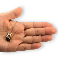 Load image into Gallery viewer, Black Pearl Love Pendant – 14k Yellow Gold + Diamond