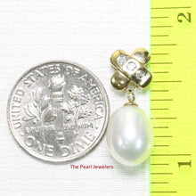 Load image into Gallery viewer, White Pearl X Bail Pendant – 14k Yellow Gold + Diamonds