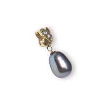 Load image into Gallery viewer, Black Pearl X Bail Pendant – 14k Yellow Gold + Diamonds