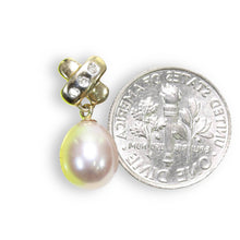 Load image into Gallery viewer, Pink Pearl Pendant – 14k Yellow Gold X Bail + Diamonds